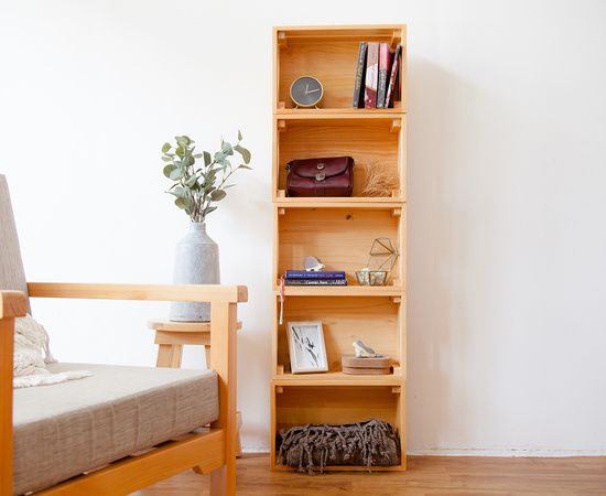 Wooden Bookshelf in the Living Room 