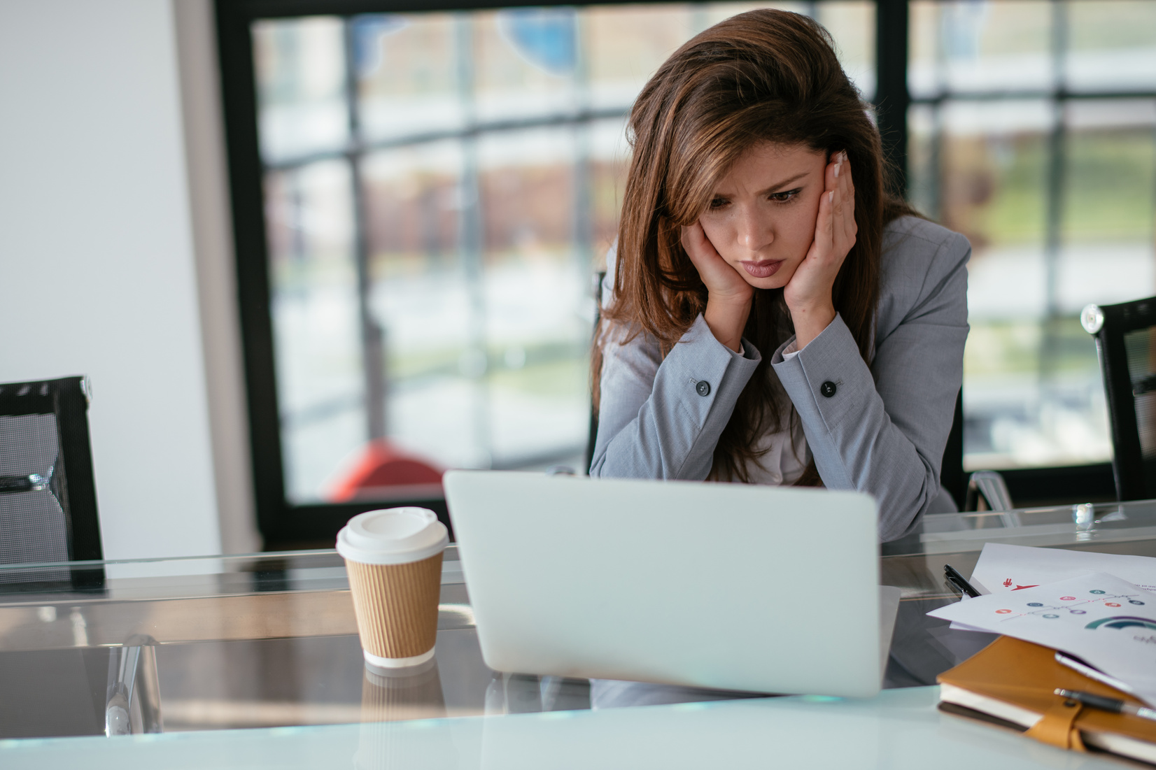 Business woman worried about results