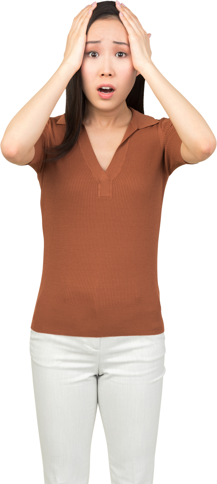 Troubled Woman Touching Head