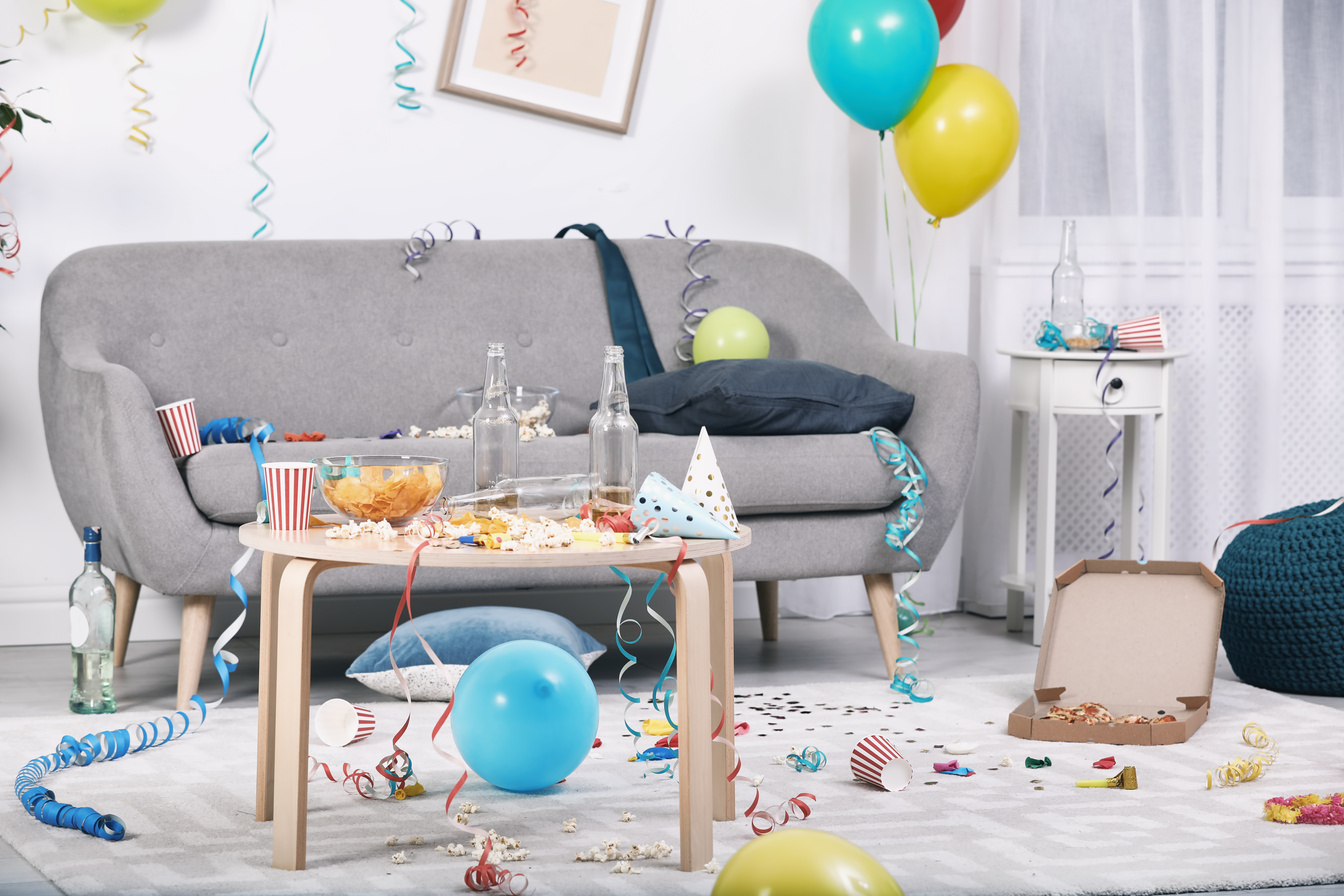 Messy Living Room Interior. after Party Chaos