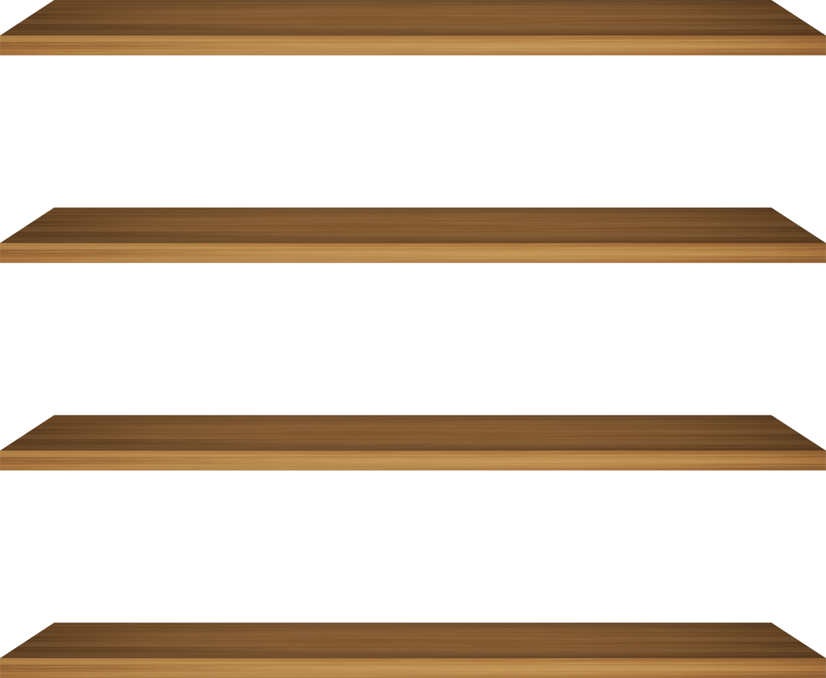 Wooden Shelf. Online Store Shelf. Bookstore Shelf.