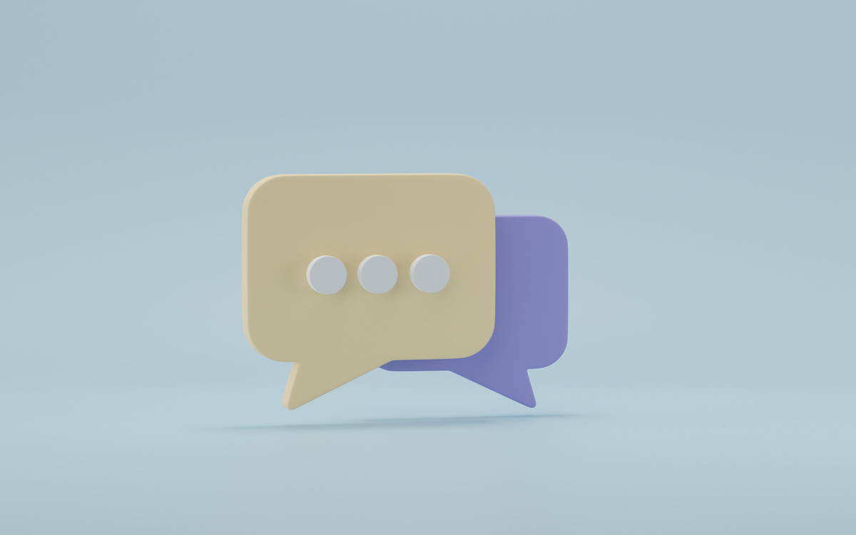 Bubble talk or comment sign symbol on blue background. 3d render