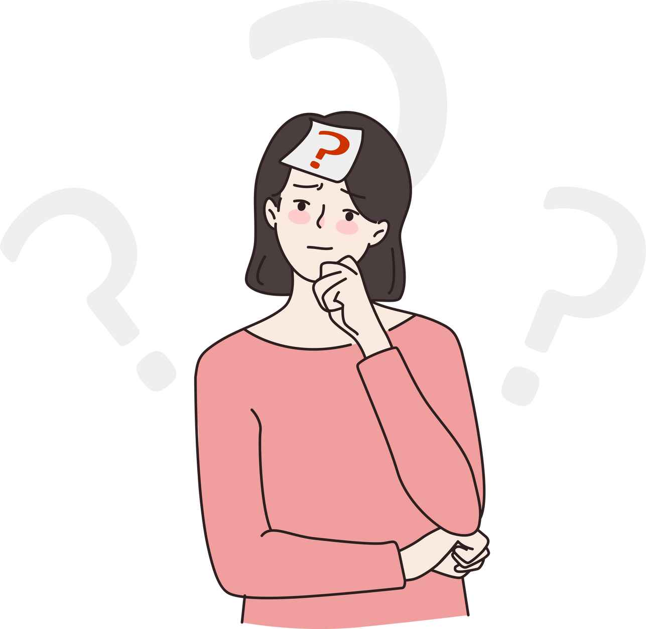 Doubtful woman make decision think of problem solution