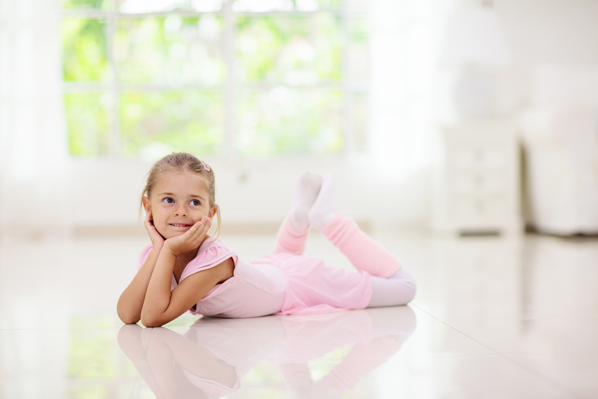 Baby ballet. Little ballerina girl in dance class.